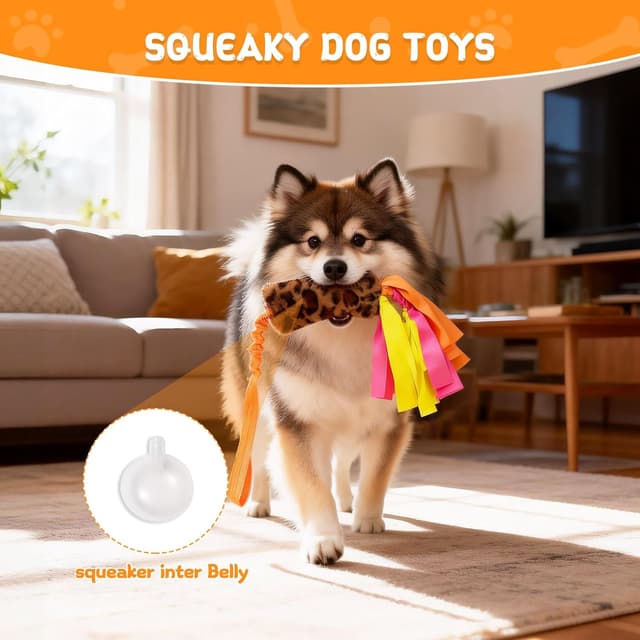 Detalle de Bestwist Dog Tug of War Toy (Interactive Bungee Plush with Squeaker) for Small, Medium and Large Breeds