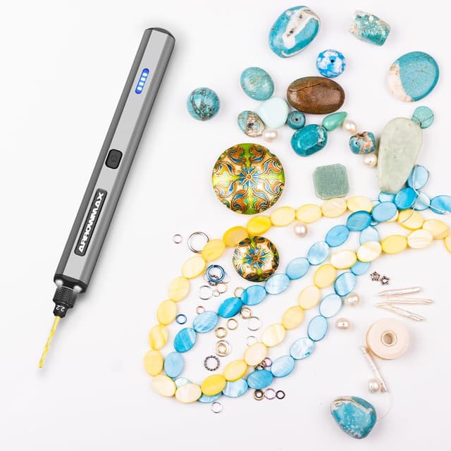 Detalle de ARROWMAX Mini penna trapano 13 in 1 ricaricabile con custodia in alluminio, 800 giri/min e 10 punte HSS