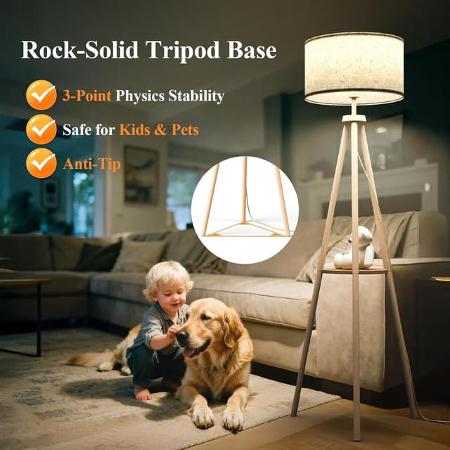 Thumbnail 6 de YICAIZI Tripod Floor Lamp with Storage Shelves