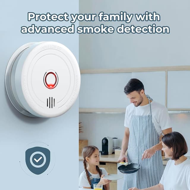 Detalle de 2 Pack Smoke Alarms for Home (EN14604) – 10-Year Photoelectric Detectors with 5-Year Replaceable Battery and Silence Button