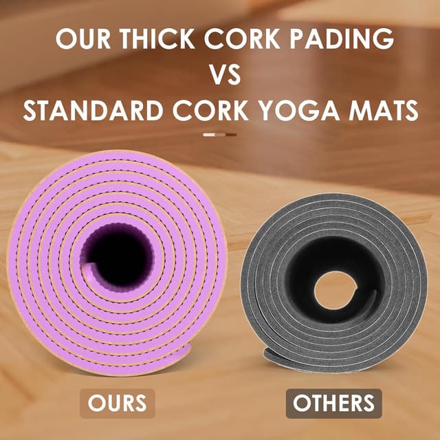 Detalle de Haninj® tapis de yoga en liège naturel 100% écologique 183 x 61 cm avec sangle de transport