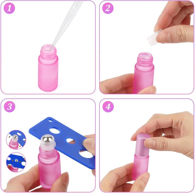 Thumbnail 6 de Moosono Roll-on Flaschen Set (leer) 5 ml, 10 Stück Glas mit Edelstahl-Roller, Öffner, Tropfer & Aufklebern