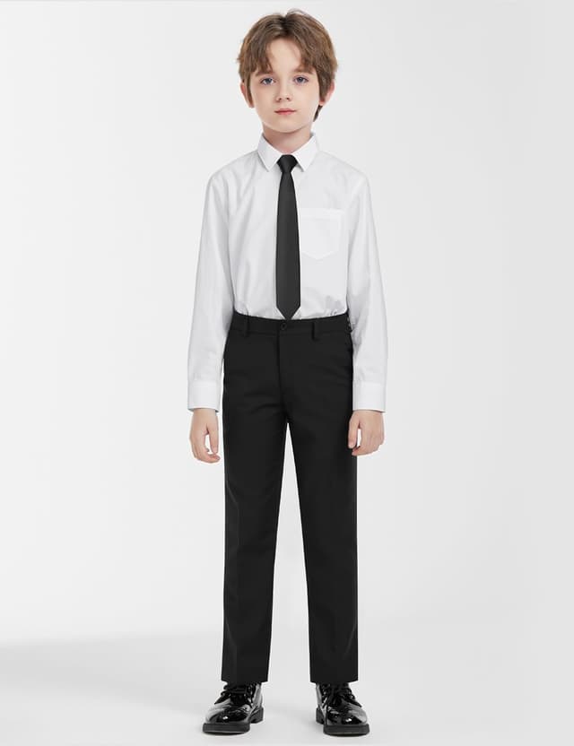 Detalle de ELPA Boys’ Formal Suit Vest Set with Suspenders (Shirt, Lined Vest, Pants, Pre-Tied Tie)
