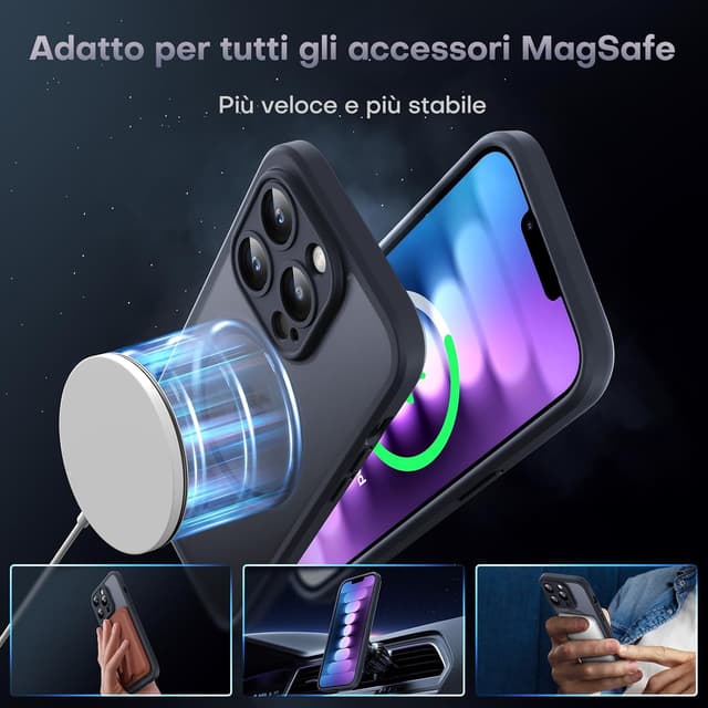 Detalle de TOCOL Cover Magnetica per iPhone 13 Pro Max 6,7” con MagSafe e protezione fotocamera (nera)