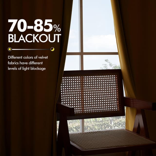 Thumbnail 6 de MIULEE 2er Set Samtvorhänge blickdicht zur Verdunkelung, Stangendurchzug – Senfgelb, 140 x 260 cm