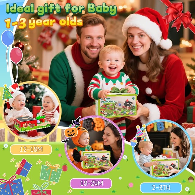 Thumbnail 6 de MuMua Montessori Wooden Toddler Farm Toys (1–3 Years) with Shape Sorting, Coin Balls & Sensory Play Mat