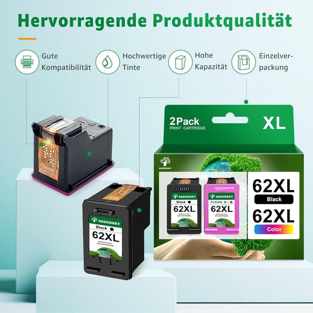 Thumbnail 5 de GREENSKY 62XL Druckerpatronen 600 Seiten 🖨