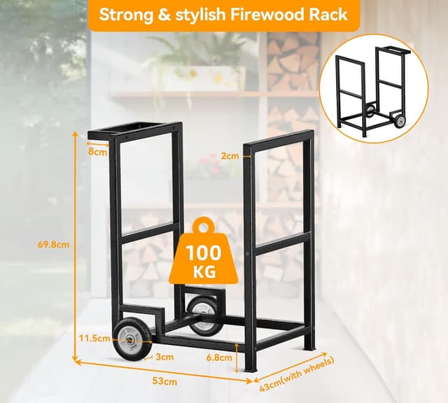 Detalle de HFHOME Log Store Indoors 2‑Tier 78 x 46 cm