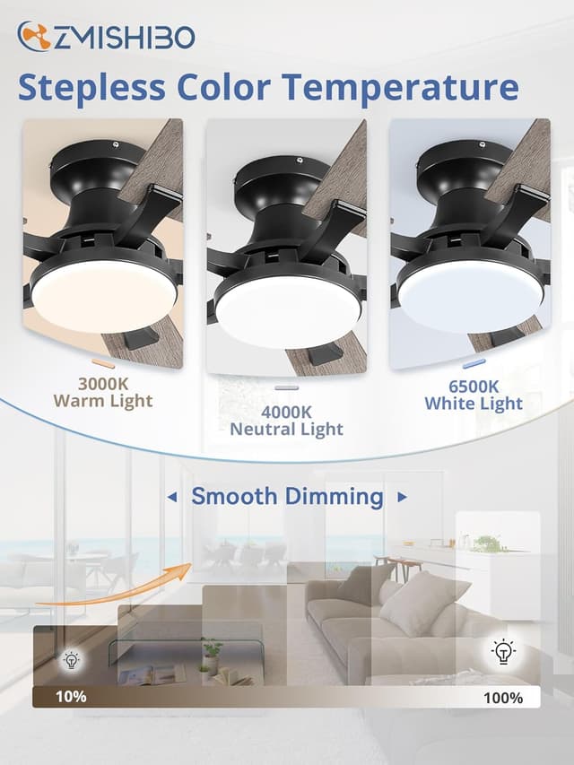 Detalle de ZMISHIBO 52 Inch Ceiling Fan with Light