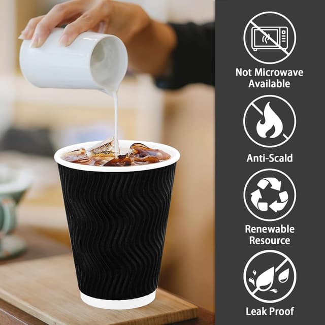 Detalle de Lamosi 12 oz Disposable Coffee Cups 100 Pack