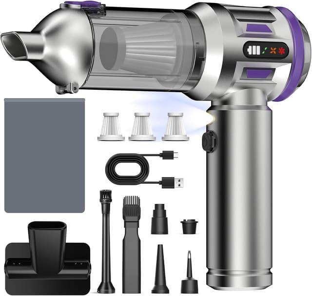 Detalle de Handstaubsauger 26.000 Pa (4-in-1) mit Akku, 3 Modi und Digitalanzeige – violett