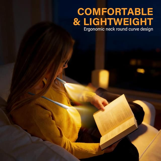 Detalle 2 de TINYOUTH White Neck Lamp for Reading (1000mAh USB rechargeable, 4 modes, stepless dimming)