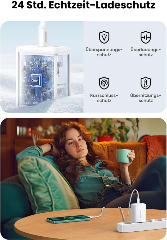 Thumbnail 4 de UGREEN USB C Ladegerät 65W PD 3‑Port Schnellladegerät