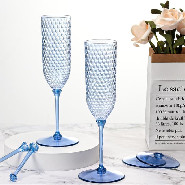 Thumbnail 6 de XUWAIDSGN 5.5 Oz Blue Disposable Champagne Flutes ๐ฅ
