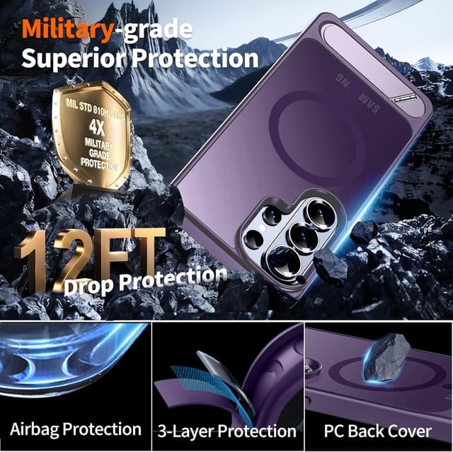 Detalle de H HUALELE Hualele Magnetic for Samsung Galaxy S26 Ultra Case with Built-in Metal Stand (MagSafe Compatible)