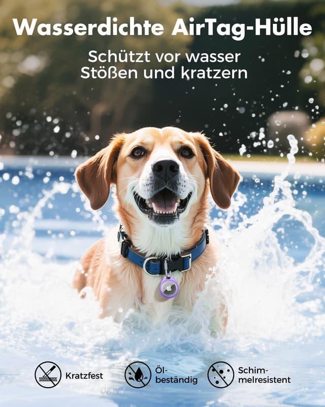 Detalle de UNBREAKcable AirTag Anhänger im 4er-Pack mit Karabiner und wasserabweisender TPU-Schutzhülle