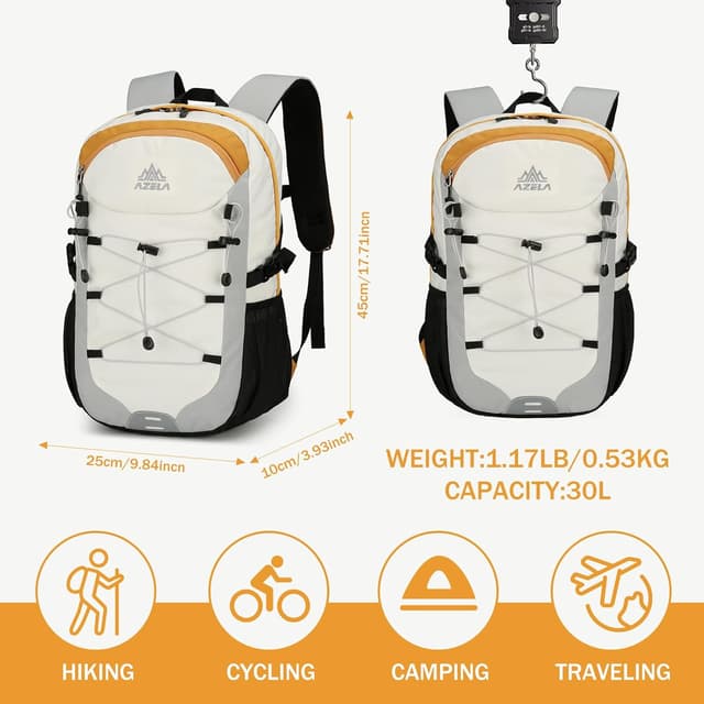 Detalle 2 de GES 30L Multi-Functional Hiking Backpack with Rain Cover – durable rucksack for school, work, camping, trekking and cycling