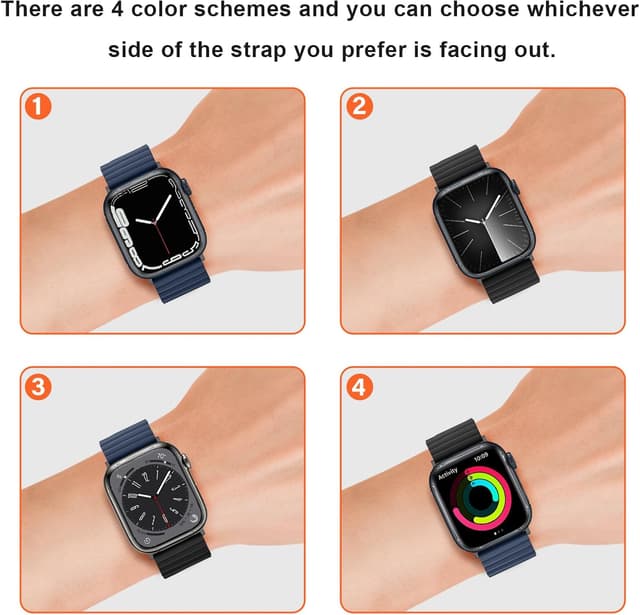 Detalle de Anlinser Magnetic Bands for Apple Watch (49/46/45/44/42/41/40/38mm) — Double-Sided Reversible Silicone Strap