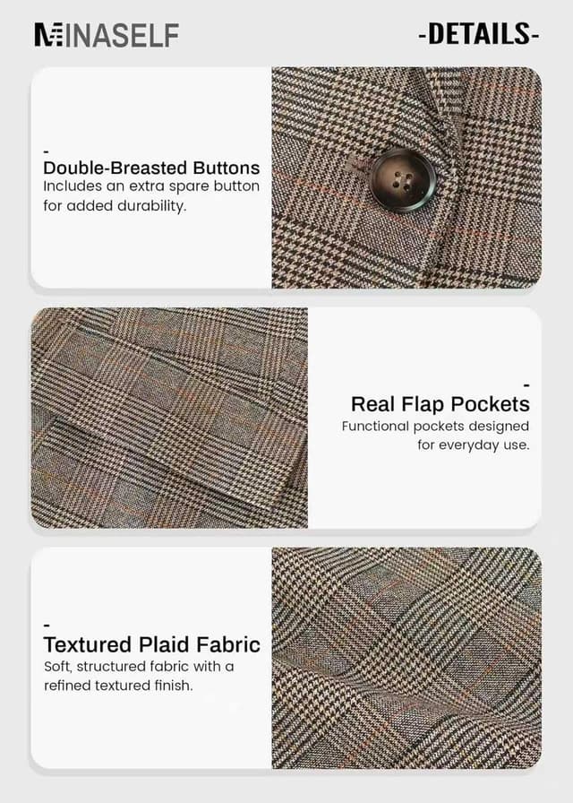 Thumbnail 5 de Mina Self Womens Houndstooth Plaid Blazer 2024