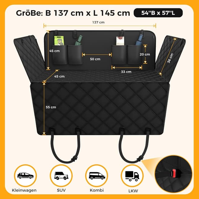 Detalle 1 de MZROT Hundedecke Auto 145 x 137 cm