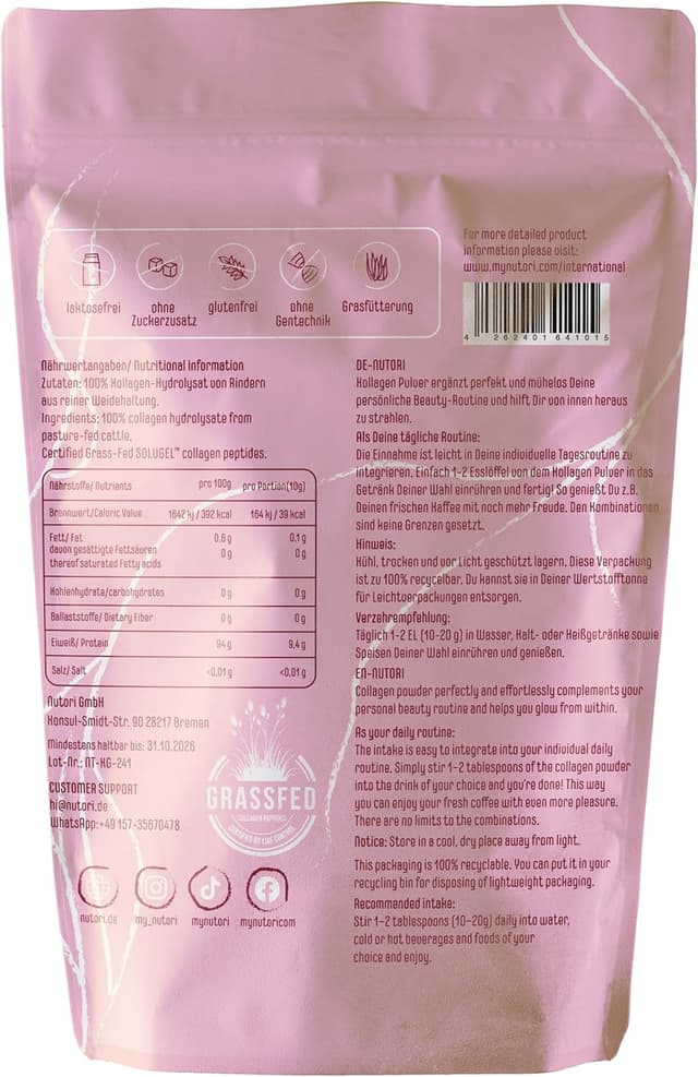 Detalle 2 de NUTORI Kollagen Pulver 300 g â Typ I & III đ