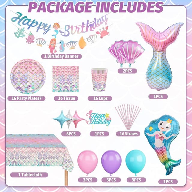 Detalle 2 de yosiio Meerjungfrau Partygeschirr Set 7 Zoll