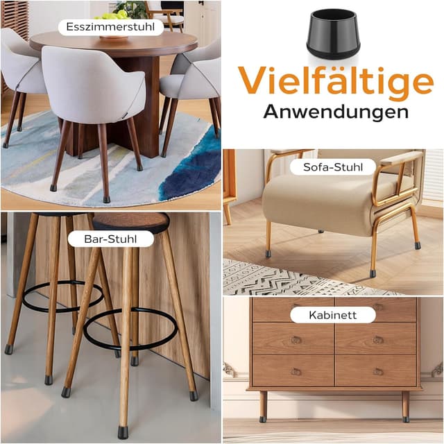 Thumbnail 5 de yomanta Stuhlbeinkappen 24 Stück 15-20 mm