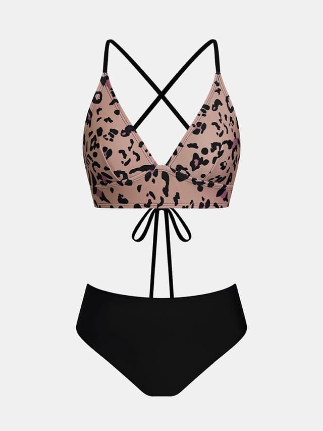 Detalle de CUPSHE maillot de bain femme deux pièces avec décolleté en V et bonnets souples amovibles