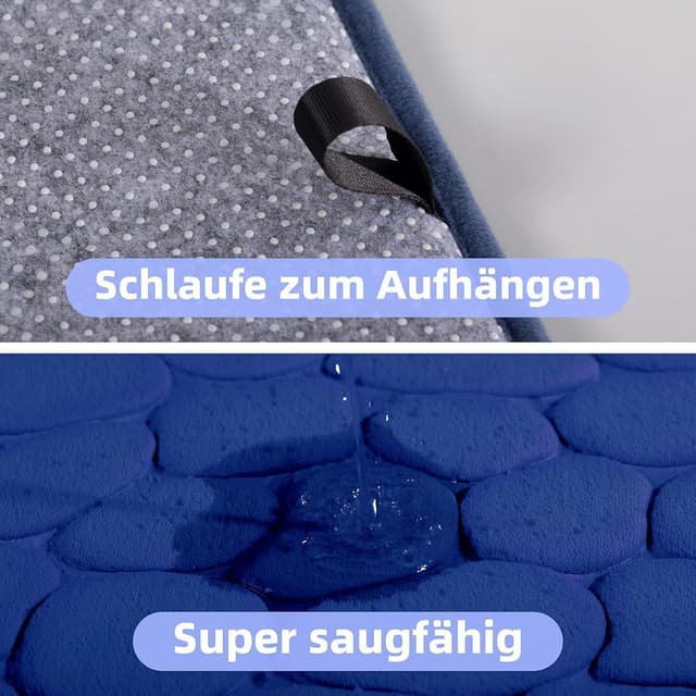 Detalle de chakme Memoryschaum-Badematte 60×90 cm (Dunkelblau) mit rutschfester PVC-Unterseite