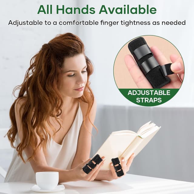 Detalle de EASICUTI Finger Splint (4-pack) for Trigger/Mallet Finger Support – Adjustable Aluminium Bar Brace, Black