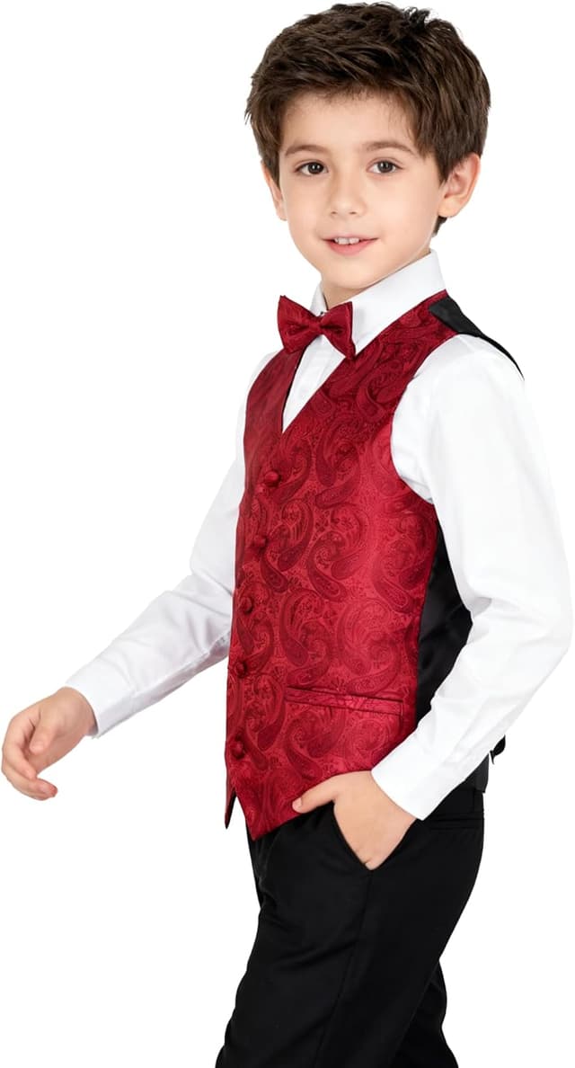 Detalle de Alizeal Boys Classic Paisley Bow Tie and Suit Vest Set