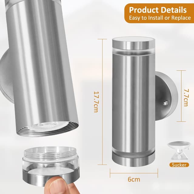 Detalle 1 de Mizlay Wandleuchte für Außen, 2x5 W GU10