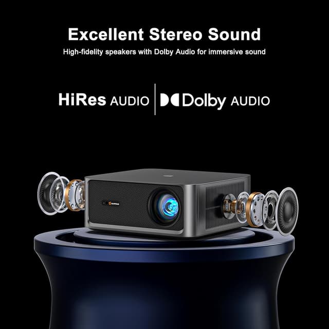 Detalle 2 de HAPPRUN KC7 PRO Outdoor Projector (2500 ANSI Lumens) with Built-in Streaming, 4K Decoding, Dolby Audio, Wi‑Fi 6 & Bluetooth 5.2