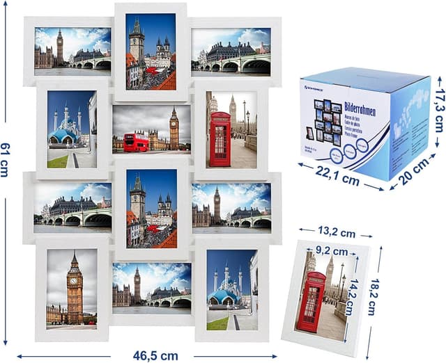 Thumbnail 5 de SONGMICS RPF112W cadre 12 photos 10x15 cm
