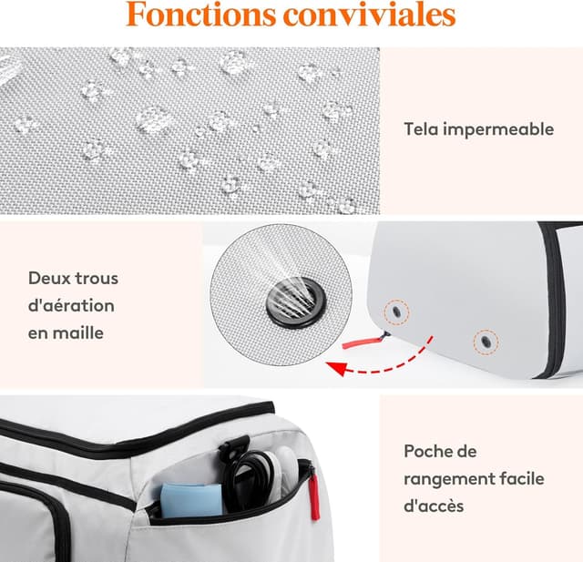 Detalle de Sac de sport Lifewit 40L avec compartiment chaussures et 3 modes de port (gris argenté) – 55 x 36 x 20 cm