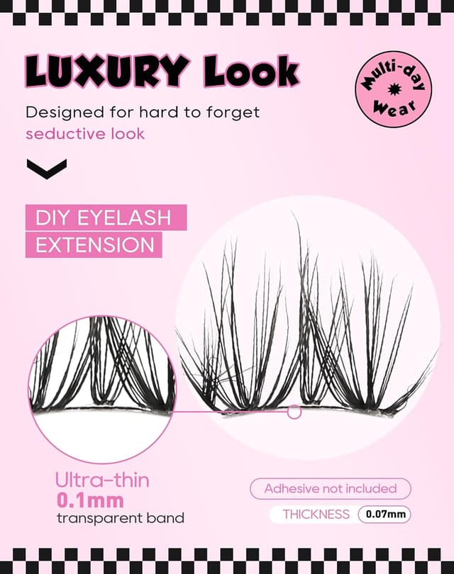 Detalle de Natürliche Cluster-Wimpernverlängerungen Wispy (DIY, 7er-Pack) für einen natürlichen Wimpernlook