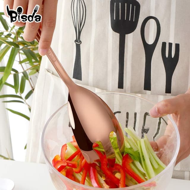 Thumbnail 6 de BISDARUN salad spoon and fork set (stainless steel), rose gold serving spoons for large servings