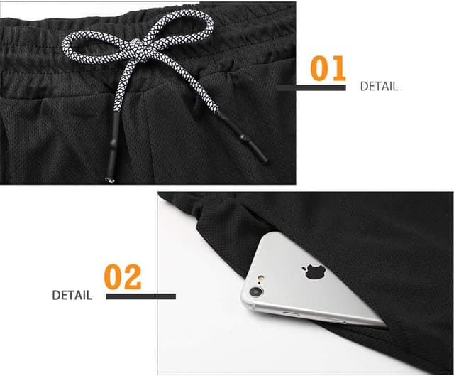 Detalle de Superora Herren Laufshorts 2-in-1 Sport Shorts mit integrierten Taschen