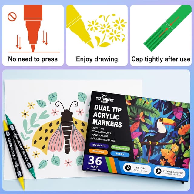 Thumbnail 5 de Stationery Island Acrylstifte 36 Farben 1–5 mm