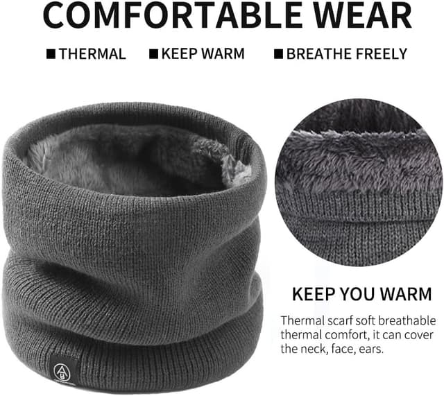 Detalle de HGDGears Winter Neck Warmer for Men – Double-layer windproof thermal snood scarf for outdoor cycling, skiing and more