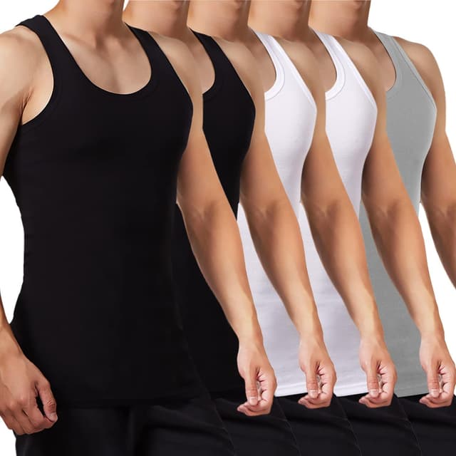 Detalle de FALARY Herren Unterhemd im 3/5er Pack (Tank Top) aus 100% Baumwolle – gekämmte Feinripp-Qualität