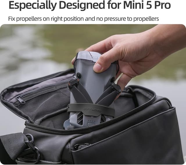 Detalle de DJI Mini 5 Pro propeller holder in orange