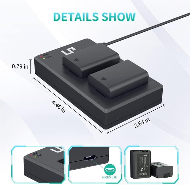 Detalle 1 de LP NP-FW50 LP Battery Charger Set (2-Pack) with Dual Charger for Sony Alpha Cameras