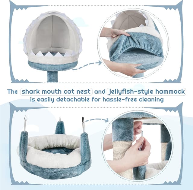 Detalle 2 de Yaheetech Katzenkratzbaum 115 cm blau-weiß