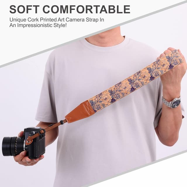 Detalle 2 de Padwa Lifestyle 2" Breiter Cord & Samt & Kork Kameragurt – breiter Schultergurt mit Korkband