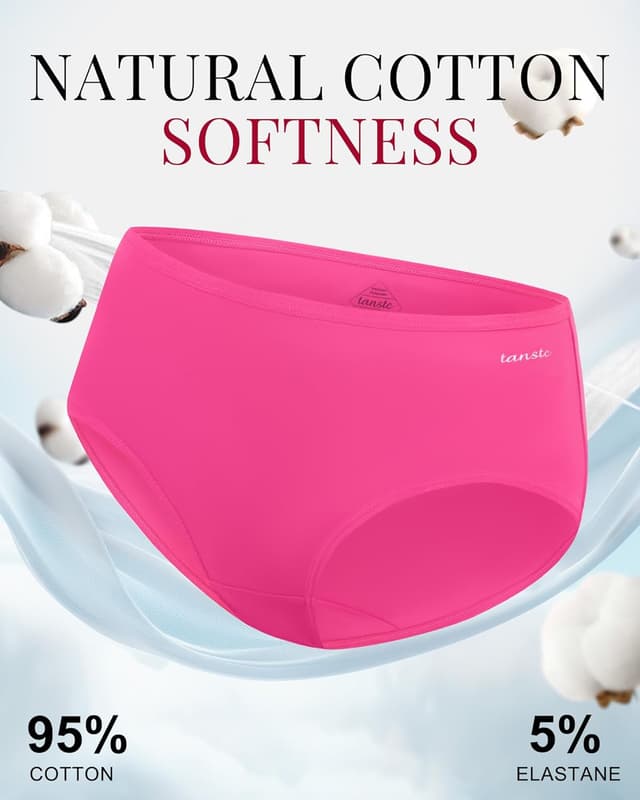 Detalle 2 de TANSTC Damen Hipster-Slips im 6er-Pack aus Baumwolle (niedrige Taille, Stretch)