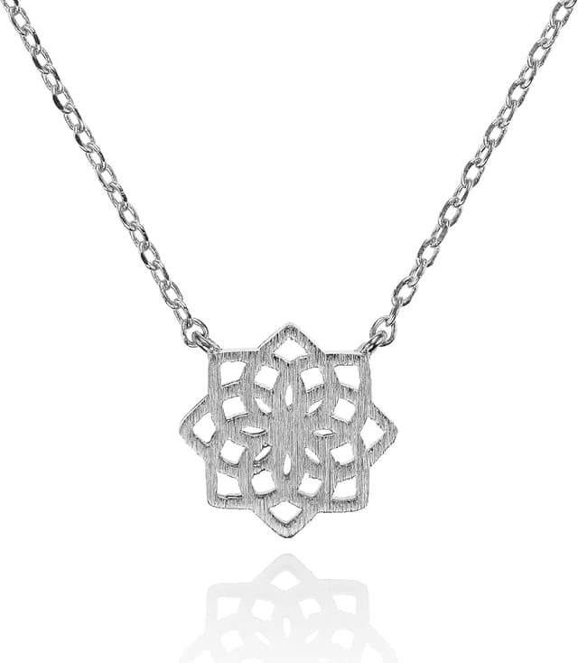 Detalle de Collier pendentif mandala namana pour femme et jeune fille, finition brossée et chaîne ajustable