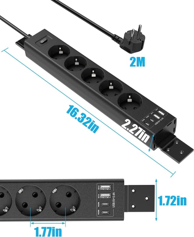 Thumbnail 6 de 360° Montierbare Steckdosenleiste USB