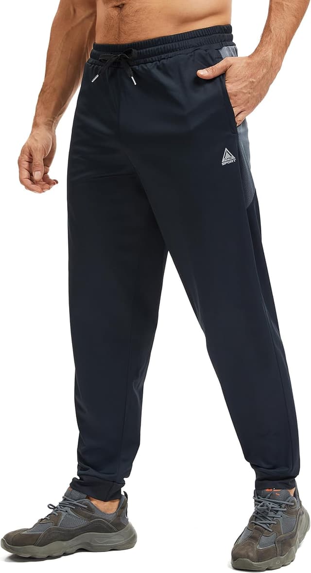 Detalle de AMZSPORT pantaloni da jogging uomo leggeri con tasche a zip traspiranti