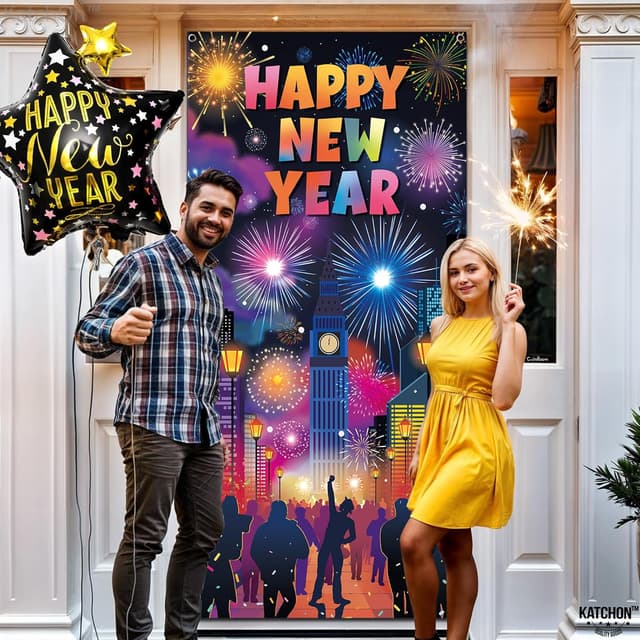 Thumbnail 3 de KatchOn XtraLarge Happy New Year Door Cover 74x36